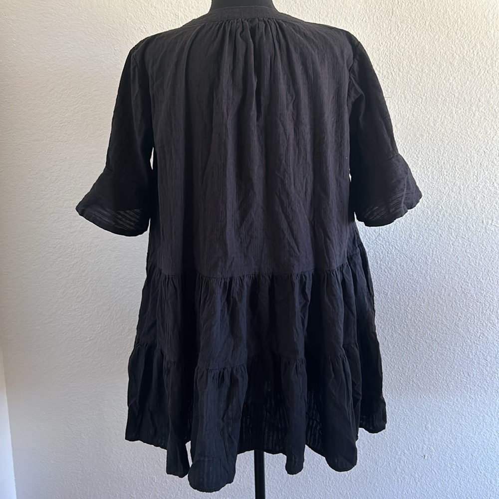 Petal & Pup Cotton Black Ruffle Tiered Mini Dress Size Large - Picture 5 of 8
